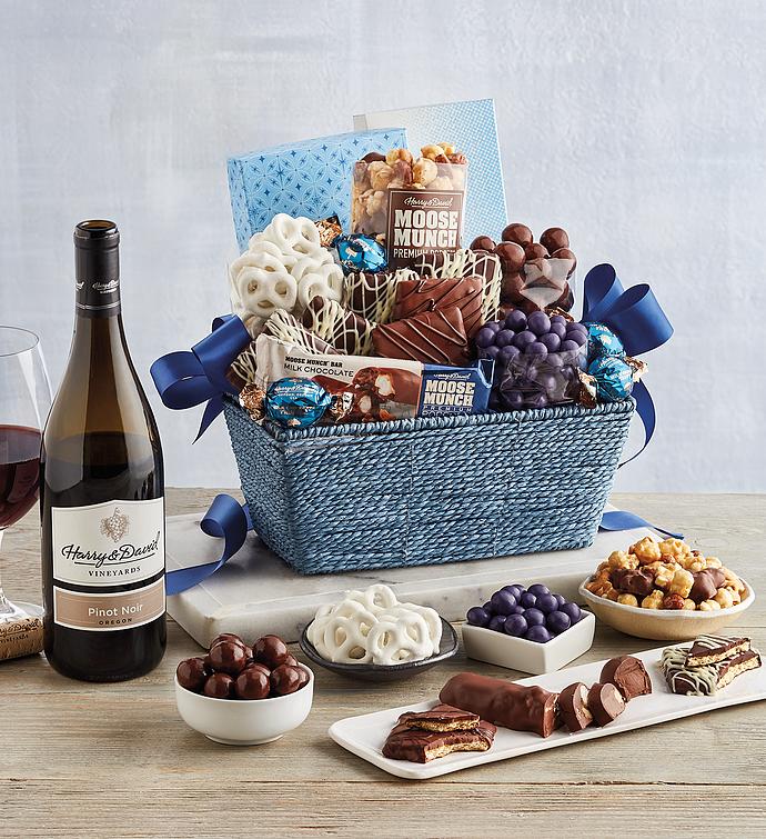 Festive Gift Basket with Wine